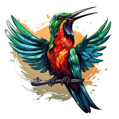 Obraz premium Charismatic Hummingbird in cartoon style isolated on a white background