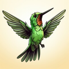 Charismatic Hummingbird in cartoon style isolated on a white background