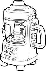 a black and white drawing of a blender