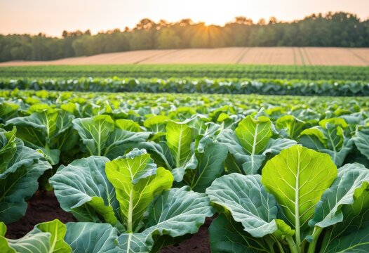  An image of fresh collard greens in the field.
