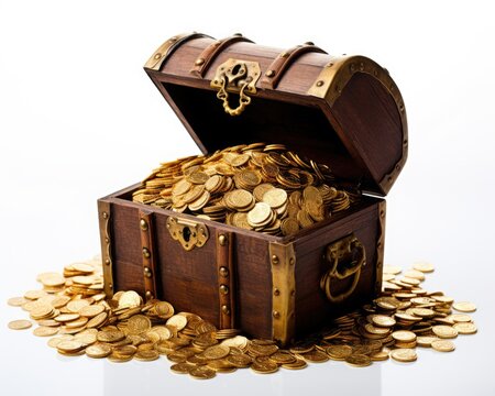 A treasure chest, full of golden coins