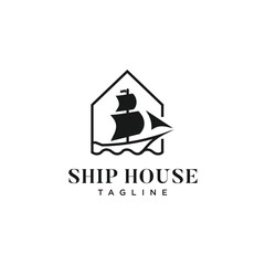 ship house logo design, ship logo vector