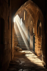 Sun Rays Entering to the Ancient Mosque