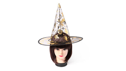 Witch hat. Cap on a white background. Witchcraft and magic.