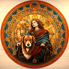 Mandala Alexander the Great hangs out with a dog