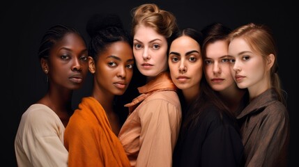 Group of women, world women with diversity and inclusivity, Day for the Elimination of Violence Against Women concept - obrazy, fototapety, plakaty