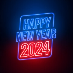 neon style glowing 2024 new year party background design