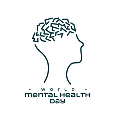 international mental health awareness poster with line art human head