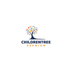 child tree logo with education, Childrenwood Vector Logo Illustration.