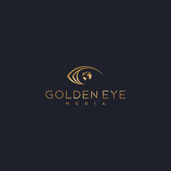Abstract outline eyes gold logo design template