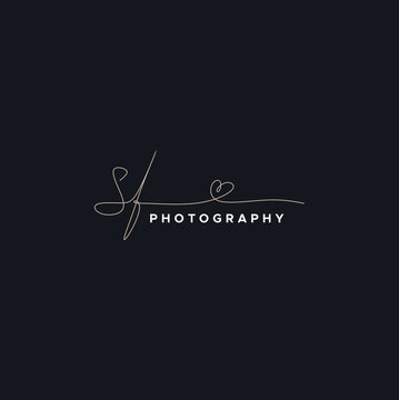 latter SF, Simple creative wedding photographer symbol, photography logo design,wedding services photograph, vectort, premium logo.