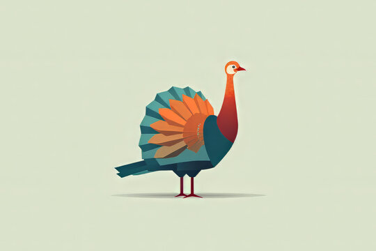 Minimalist stylized turkey in rich colors