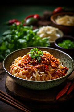Illustrated tomato noodles with bean paste