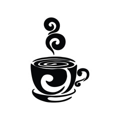 black and white silhouette vector coffee icon. black and white coffee logo illustration