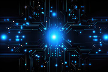 Obraz premium Innovation hi-tech illustration neon glow light lines design on perspective floor, creativity, digital, internet, cyberpunk, virtual reality concept. Abstract technology background.