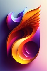3d icon render of a phoenix, isolated over a white background, angle view, symmetry, linear ratio, depth, glare, shine, vaporwave colour palette, graphic design, user interface, modern, futuristic, br