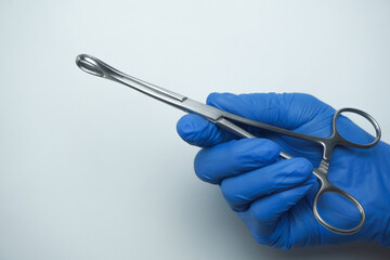 Stainless steel clamps or sterile medical instrument clamps or mayer dressing forceps are for...