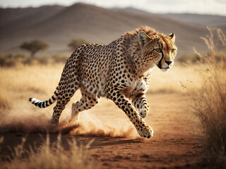 cheetah running in the African desert