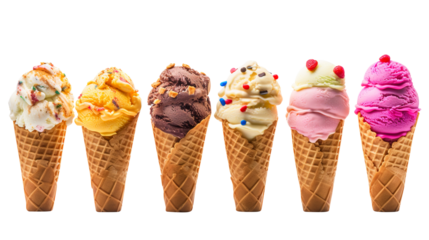 set of  ice cream waffle cone isolated on transparent background Remove png, Clipping Path