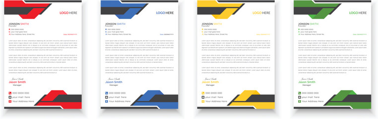 Modern & Creative Corporate Business style letterhead design bundle for your corporate project. Clean and professional corporate company business letterhead template design with color variation bundle