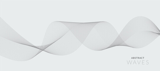 Abstract wave element for design. Digital frequency track equalizer. Stylized line art background. Vector illustration. Wave with lines created using blend tool. Curved wavy line, smooth stripe.