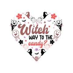 Heart Halloween SVG, Witch way to the candy