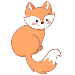 Little cute fox, outline drawing, illustration