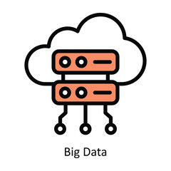 Big Data vector Filled outline Icon Design illustration. Artificial intelligence Symbol on White background EPS 10 File
