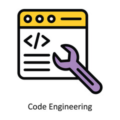 Code Engineering vector Filled outline Icon Design illustration. Artificial intelligence Symbol on White background EPS 10 File
