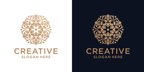 Floral ornament logo design abstract