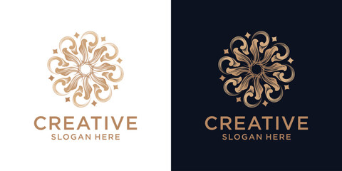 Floral ornament logo design abstract