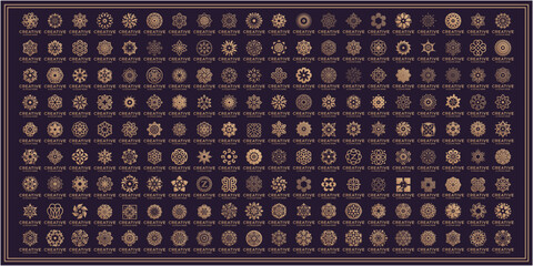 Mega set of collection luxury floral ornament, arabic oriental ornament design abstract