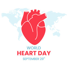 Vector graphic of World Heart Day observed each year on September 29th worldwide