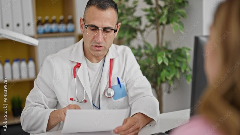 Canvas Prints Man and woman doctor and patient having medical consultation holding medical report at the clinic