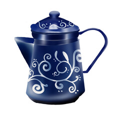 blue teapot isolated on white