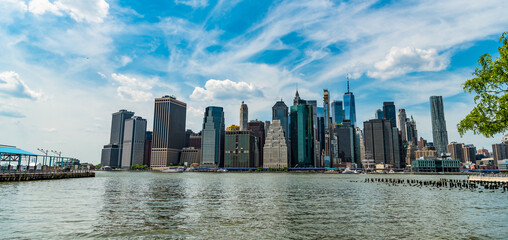 modern skyscraper cityscape in midtown. skyscraper skyline of manhattan. new york city. east river cityscape on manhattan, new york. city skyscraper of manhattan. Iconic landmark