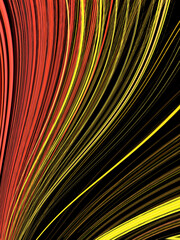 Obraz premium red yellow gold coloured smoothly curved stripes on a plain black background