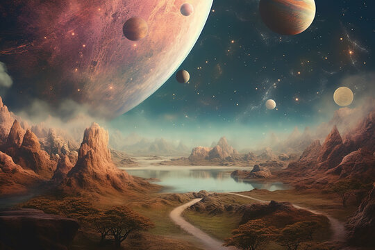 AI generated illustrations of science fiction in space