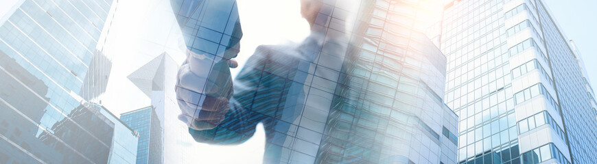 Businessmen making handshake with partner, greeting, dealing, merger and acquisition, business...