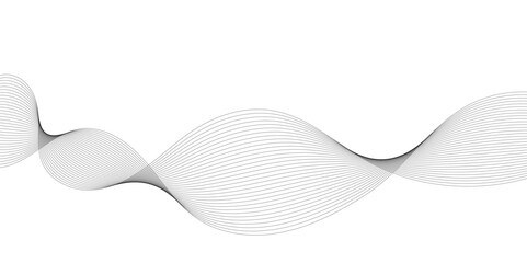 Abstract wavy white and grey curved lines on transparent background. Frequency sound wave lines and technology background, Design for brochure, flyer, banner, template, business wave lines background.