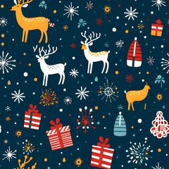 Obraz na płótnie Canvas christmas elements,snow,santa clause,reindeer,giftbox,firework,vector graphic.