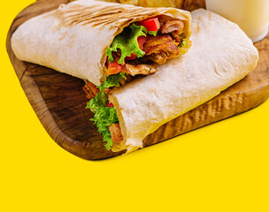 shawarma with french fries and milkshake