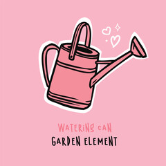 illustration of pink watering can