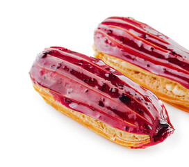French eclairs isolated on a white background