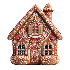 Gingerbread house, Christmas traditional cookie isolated on white transparent, png