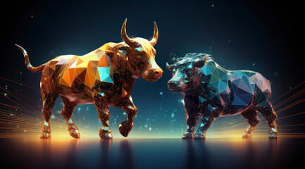 Big bull symbol of share market progress and growth