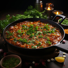 Curry is a meat dish, often prepared with curry paste and spices