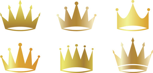 ゴールドの立体的な王冠のセット