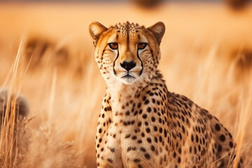 Cheetah in the african savannah africa tanzania serengeti national park wild life of africa, aesthetic look