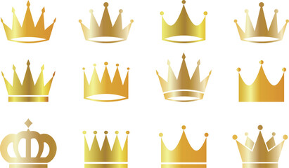 ゴールドの王冠のセット